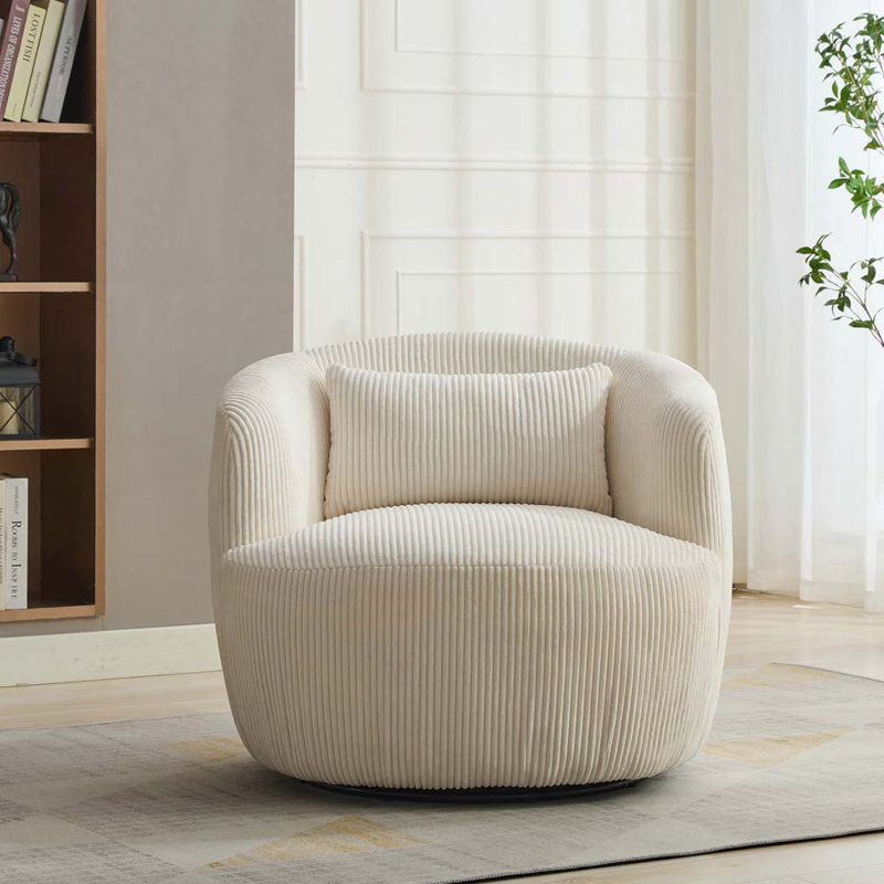 Fauteuil demi-tonneau Corduroy, Ivoire ivoire