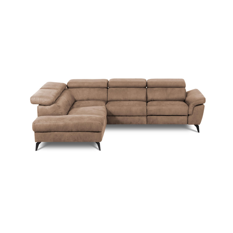 Mirano Imitating Leather Fabric Electric Reclining Corner Sofa , Left Hand Facing, Brown