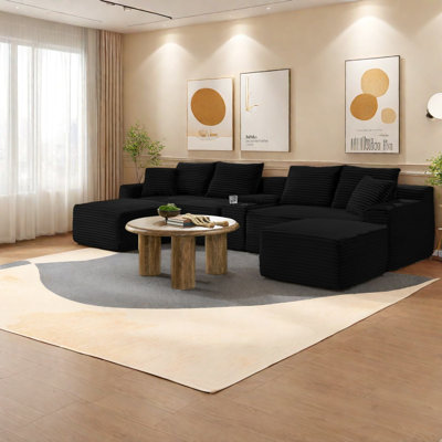 Canapés confortables en velours côtelé avec USB, conception modulaire moderne pour la maison