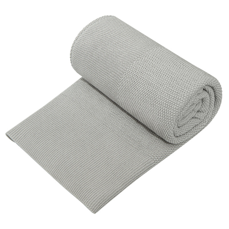 Couverture tricotée , Lit simple, Gris argenté