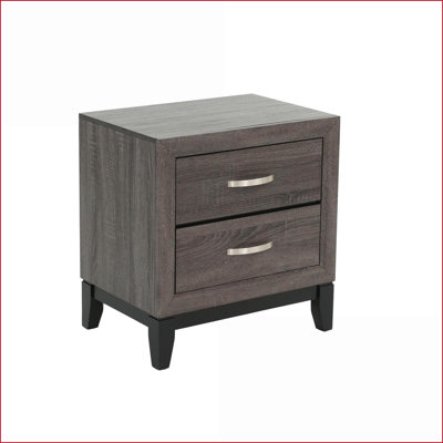 Table de chevet avec rangement à 2 tiroirs en chêne gris rustique rustique