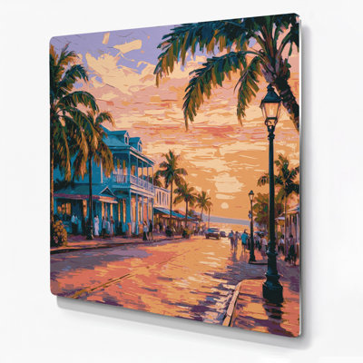 Cities Key West FL Orange Metal Wall Art