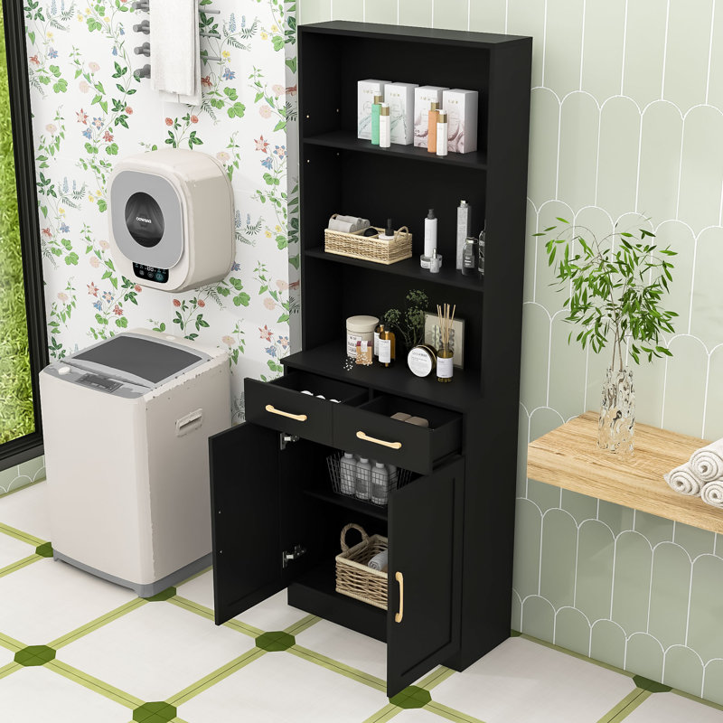 Elegant Multifunctional MDF Storage Cabinet, Black