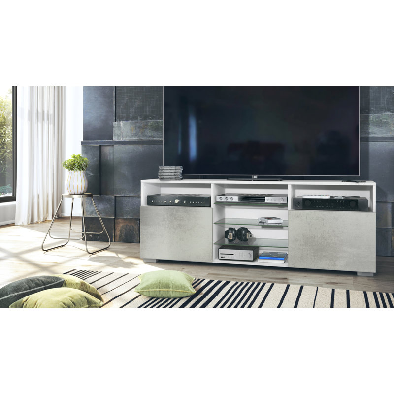 Aviraaj Unfinished Entertainment Centre for TVs up to 65",  White/Concrete Oxide Look