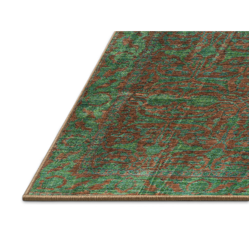 Tapis oriental brun / vert Veedersburg, Tapis de couloir 2 pi x 5 pi