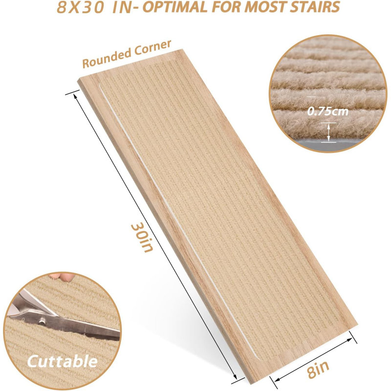 Tapis d'escalier antidérapant Brevin, Beige