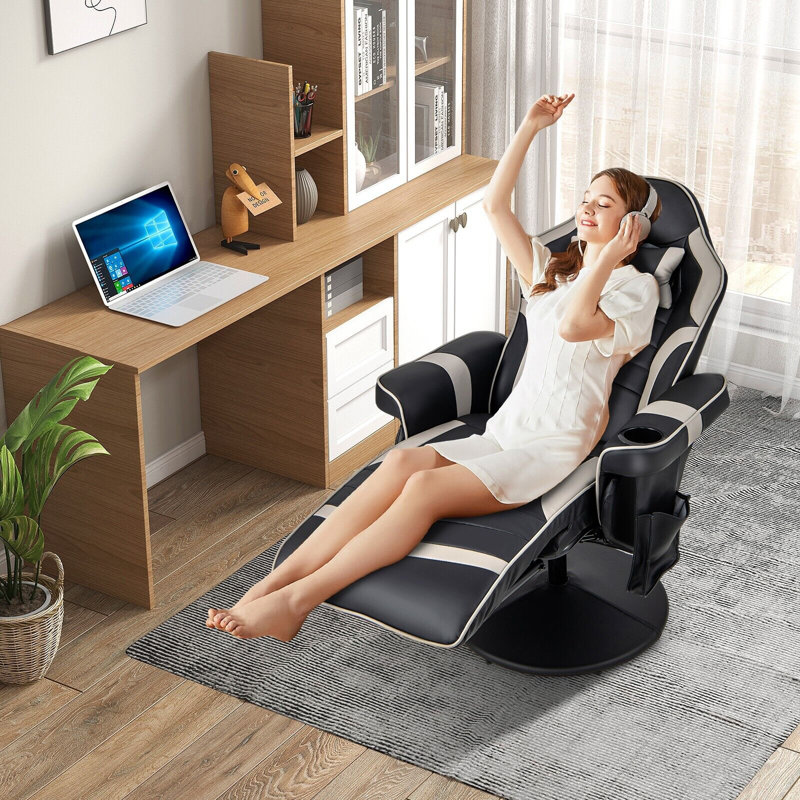 Inbox Zero Adjustable Height PC & Racing Game Chair, Black