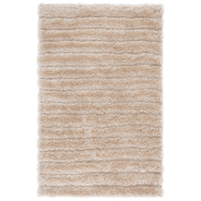 Assar Striped Handmade Tufted Area Rug in Champagne