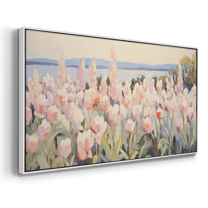 Botanical Series-CCXCIX - Toile tendue avec châssis tendue - Prêt à accrocher, H 21 po x l 41 po, Blanc