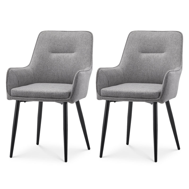 Albrey 50cm H Linen Upholstered Metal Armchair, Grey