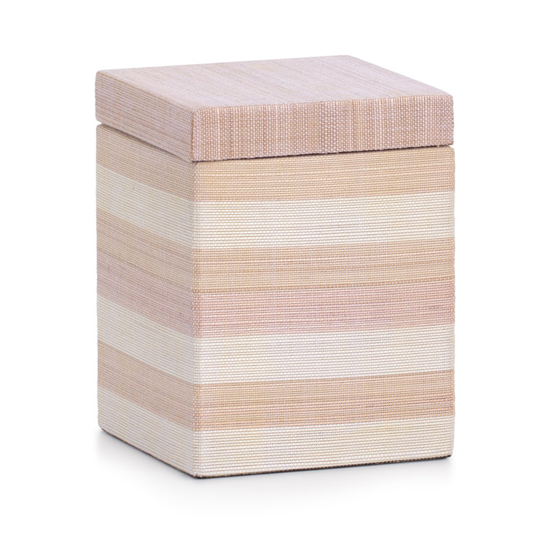 Contenant de rangement pour salle de bain Striate, Beige / Cannelle