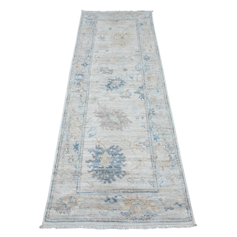 Tapis de couloir oriental à motif tribal afghan Oushak 2 pi 8 po x 7 pi 4 po