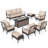 7 - Person Outdoor Seating Group With Rocking Lounge Chairs & Optional Fire Pit Table-110826571