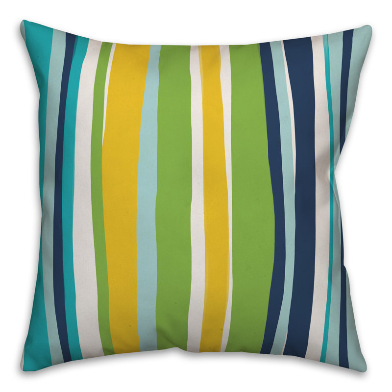  Coussin d'extérieur carré à rayures, 16 po x 1 po, Pas de bourre