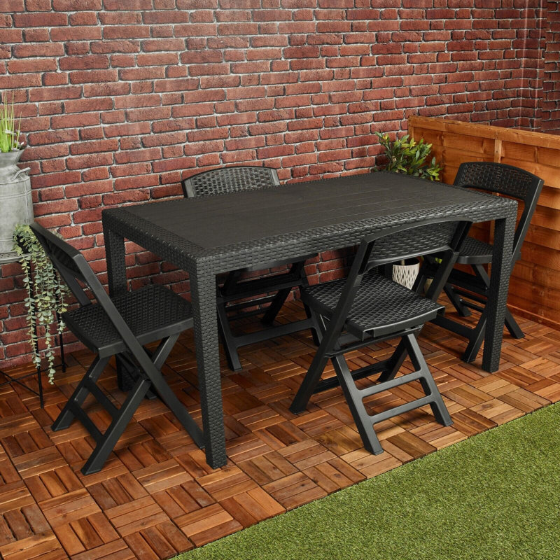 Windber Rectangular 138Cm L Outdoor Table Set, Anthracite, 4