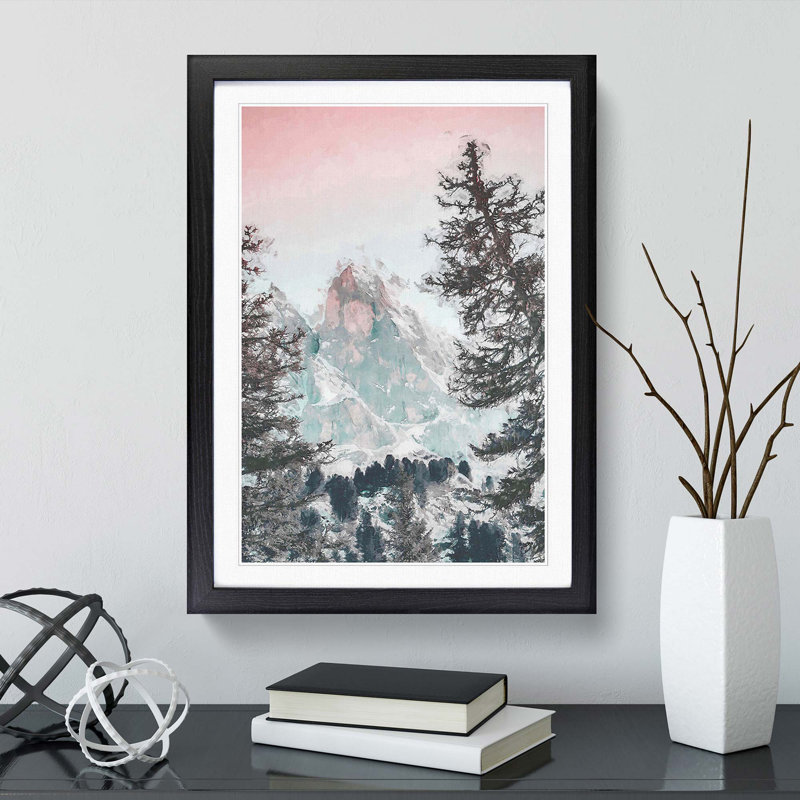 Mountain Peak in Abstract - Framed Print, 87cm H x 62cm W x 2cm D, Black Framed