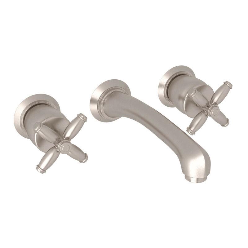 Zephyr Double Handle Wall Mounted Tub Spout, Satin Nickel