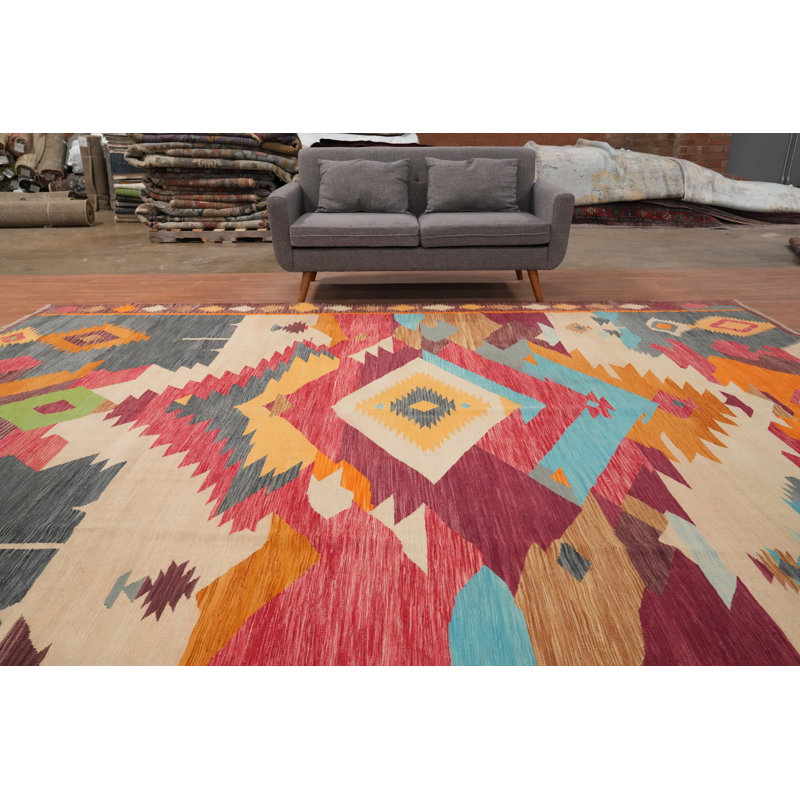 Tapis géométrique kilim 10 x 13