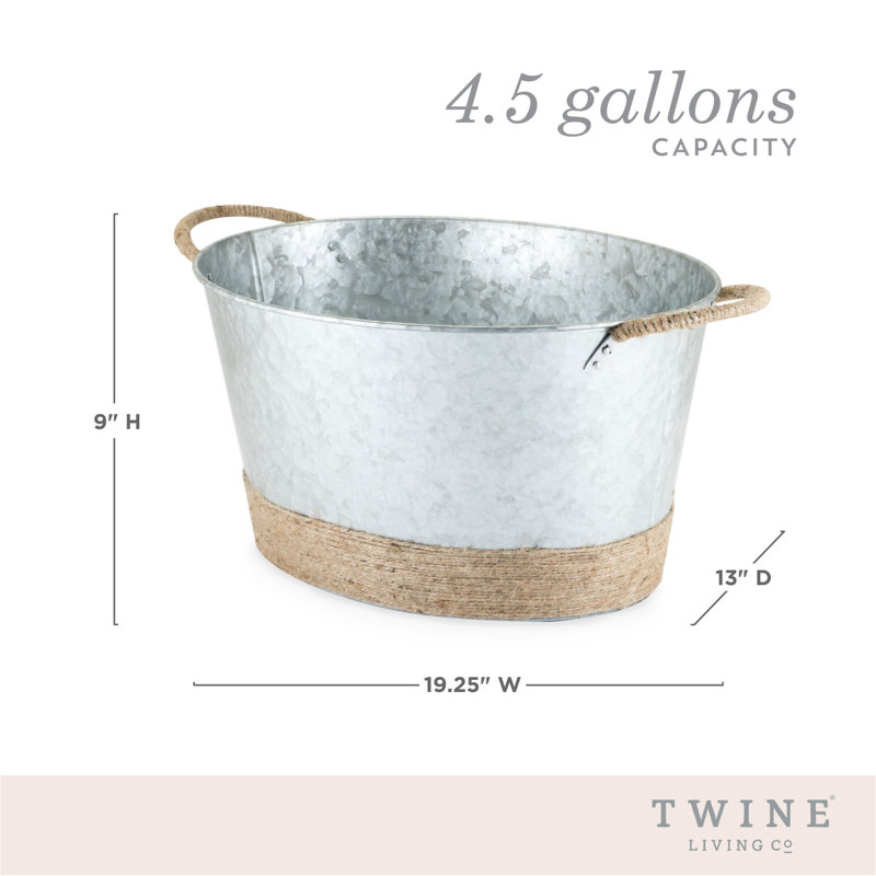 Seaside Jute Rope Wrapped Galvanized Tub