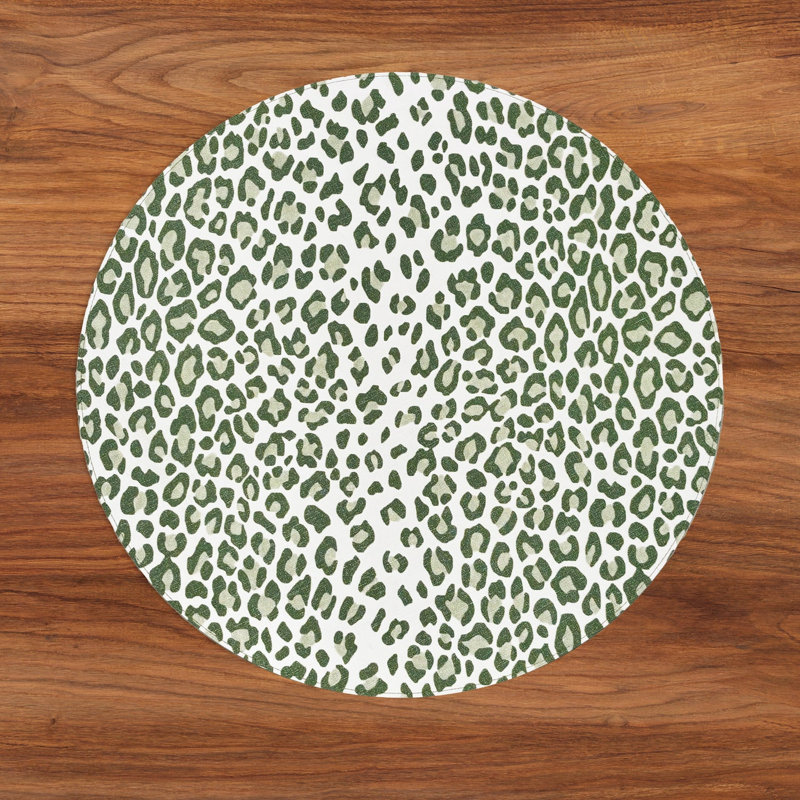 Vida Leather-like; Linen Round Placemats, Green