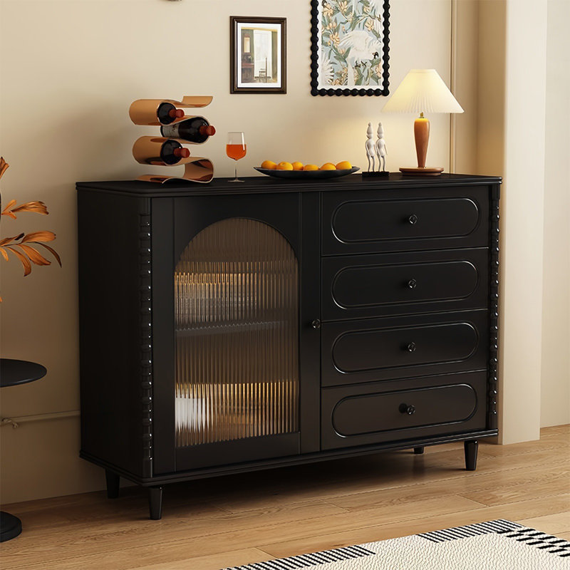 Buffet de rangement de style Middle Middle, Noir