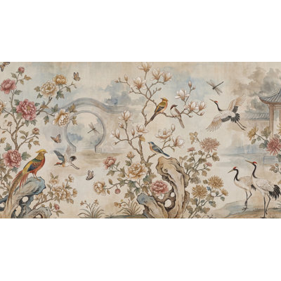 Floral Wallpaper Birds Garden Wall Mural