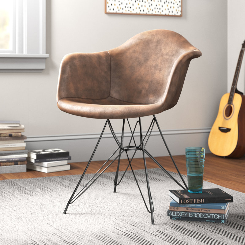 Casina Faux Leather Accent Chair, Dark Brown Faux Leather