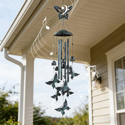 Vintage Metal Butterflies Wind Chime Rustics Iron Garden Decor Handmade Art Crafts Outdoor Hanging Ornament With Melodious Tones For Patio Yard Balcony