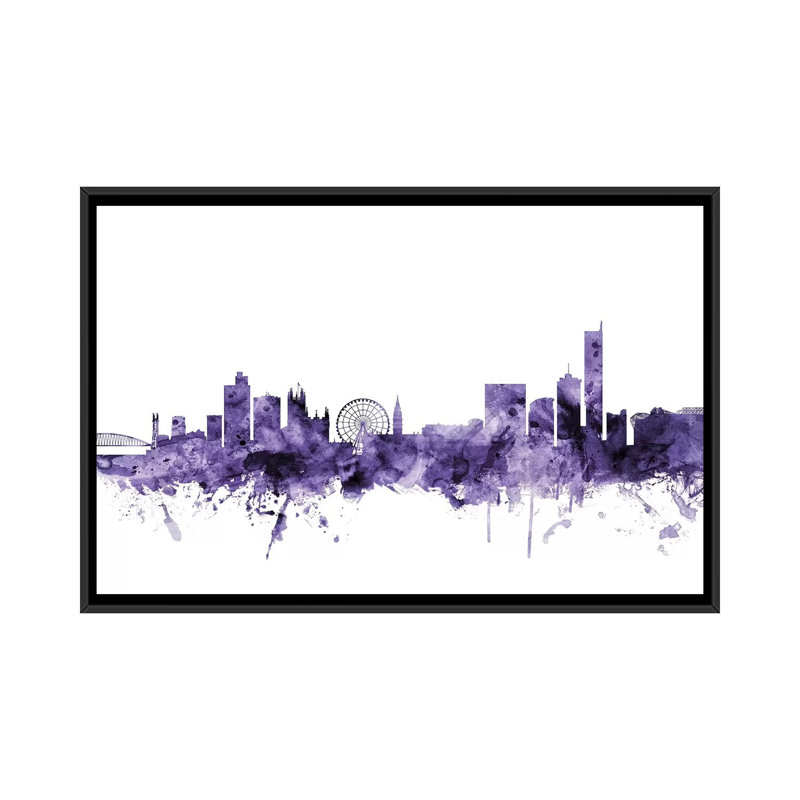 « manchester, england horizon » par michael tompsett, reproduction d’impression sur toile tendue, Toile avec cadre noir