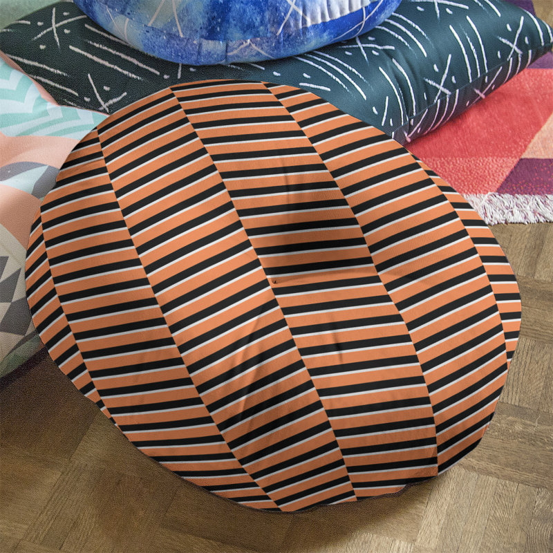 Coussin de sol à rayures fracturées, 26 po x 26 po, Orange