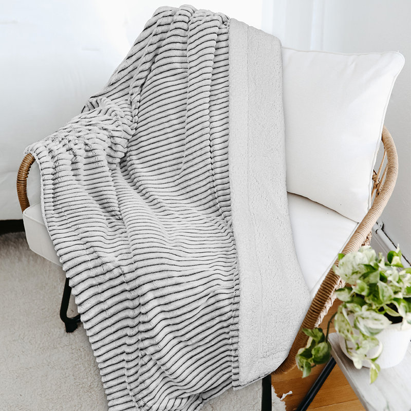 Jeté en molleton ultra doux Sherpa, couverture en microfibre côtelée chaude et confortable pour canapé-lit, Lit simple