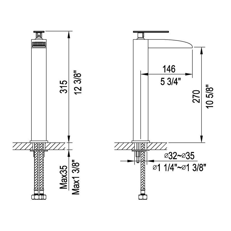 Robinet de salle de bain, Chrome poli