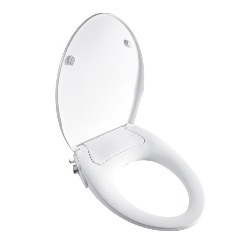 Elongated Non-Electric Bidet Seat with Dual Nozzle Front & Rear Wash