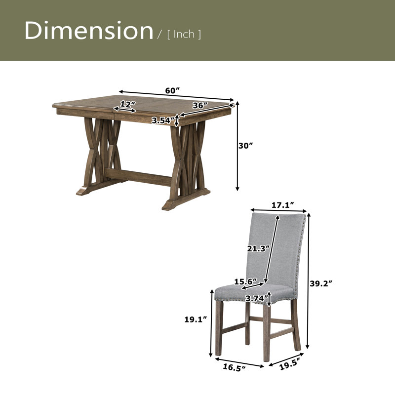 Ensemble de table de salle à manger Mid-Century en bois massif 7 pièces avec tables rembourrées et rallonge