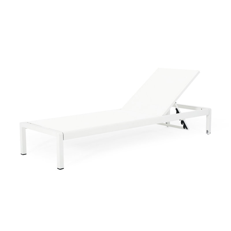 Comfortable Ventilated Mesh Chaise Lounge With Stable Aluminum Construction - White Adjustable Frame And Wheels