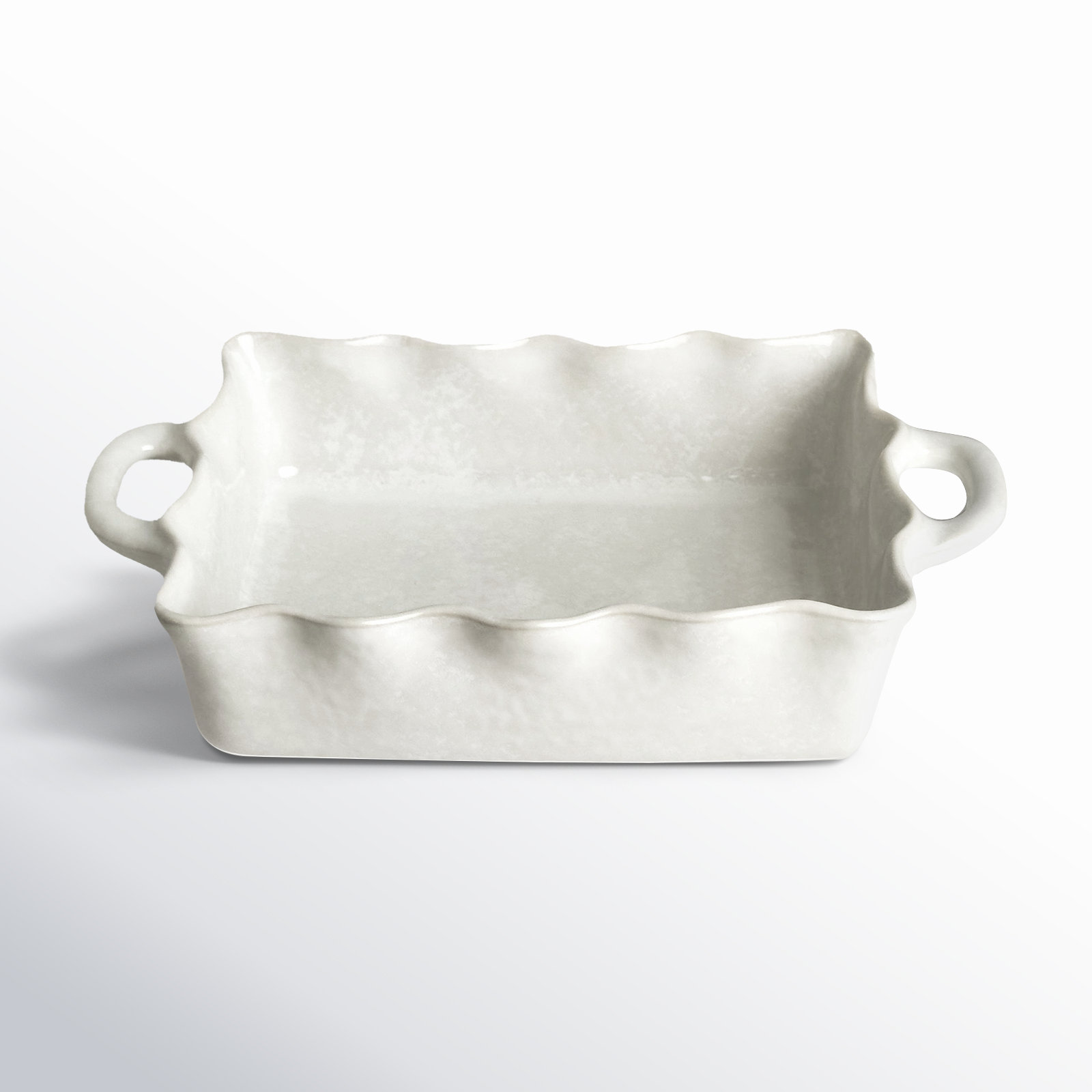 Cozina Ruffled Baker, White, 2.75" H x 9" W x 7" D