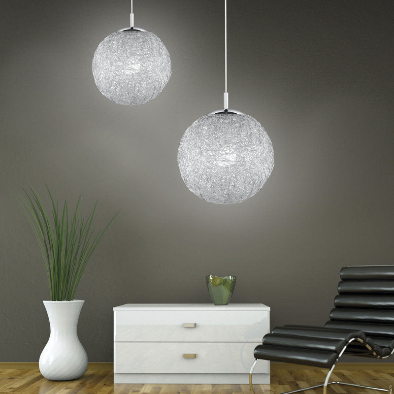 Keen 1 - Light Chrome Sphere Pendant, 135cm H x 30cm W x 30cm D