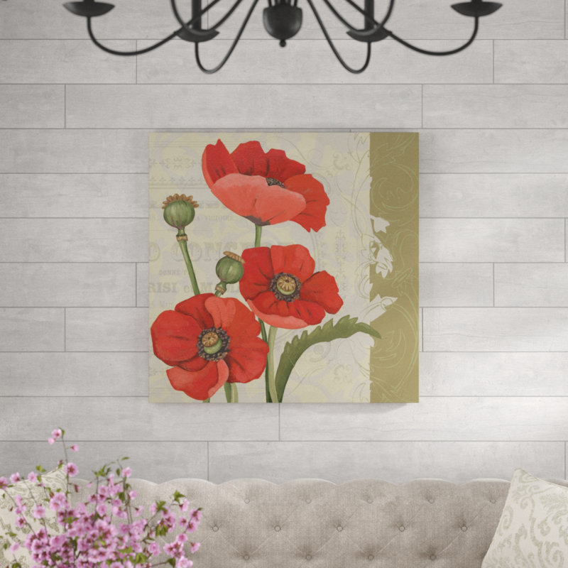 «Paris Poppy II», peinture sur toile, H 36 po x l 36 po