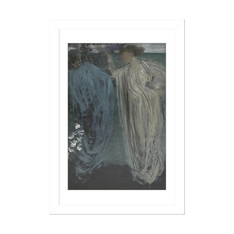 Symphonie en vert et violet - reproduction d'art murale - papier d'art encadré, 32 po x 24 po, Papier encadré, Blanc