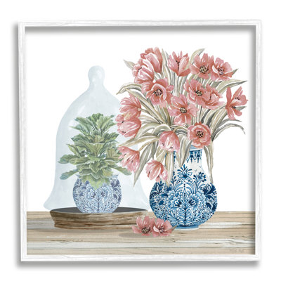 «Floral Arrangement Ornate Vase» par Cindy Jacobs - cadre flottant, impression sur bois