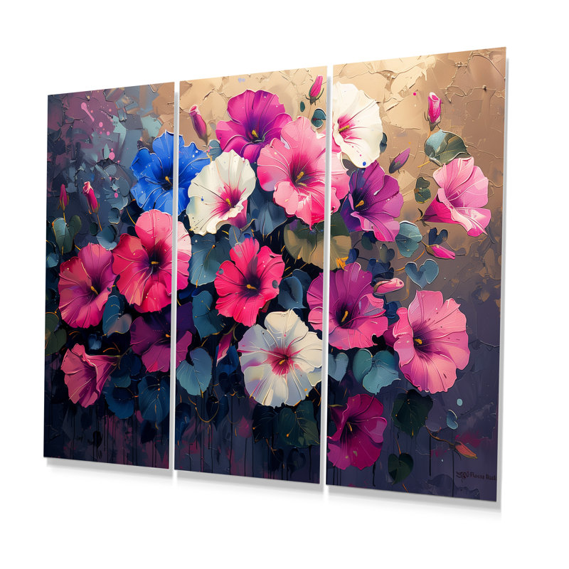 Ensemble de décoration murale rose, blanc et vibrant Morning Glory I - Morning Glory, H 40 po x l 60 po x P 1 po