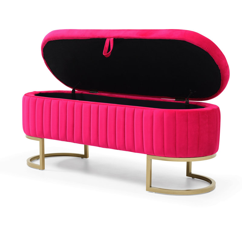 Storage Bench Bedroom Bench, Velvet Oval Upholstered End Of Bed Bench With Golden Metal Legs,50"Modern Storage Ottoman Bench For Bedroom, Living Room,Entryway,Window