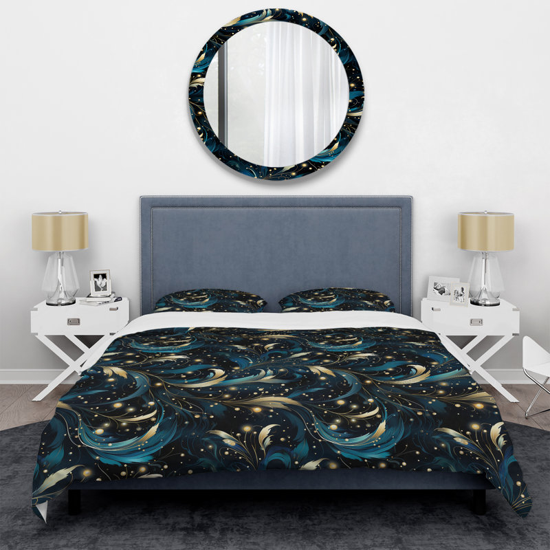 Cosmic Noir Moody Patterns - Ensemble de housse de couette abstrait - Microfibre de polyester