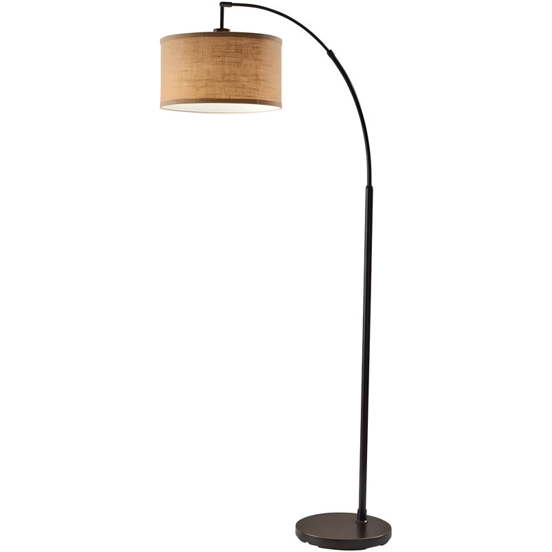 Burlap Arc Floor Lamp With Antique Bronze Finish, Modern Traditional Design, Ul Listed, Easy Assembly
