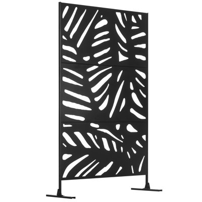 Outsunny 6.5FT Decorative Garden Privacy Screen, Large Leaves Style, Black