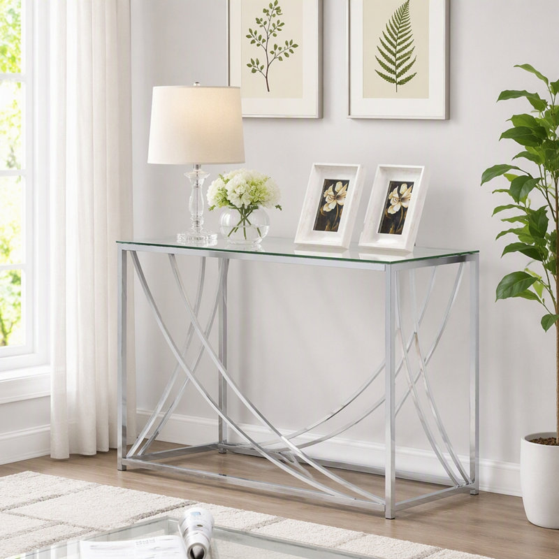Console en verre chromé