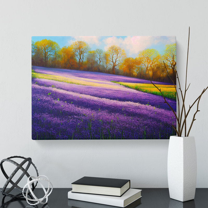 Electrifying Bluebell Field - Wrapped Canvas Painting, 35cm H x 50cm W x 3cm D