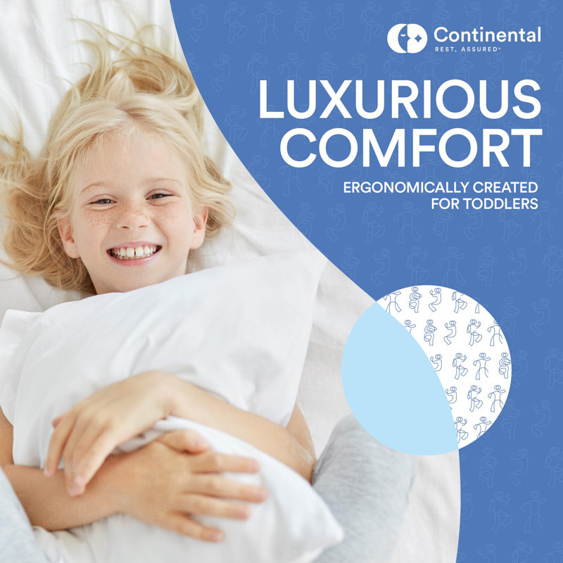 Coussin pour enfant Continental Bedding - 13 po x 18 po, rembourrage en polyester mi-ferme, housse 100% coton, pour enfants de 5 ans et plus