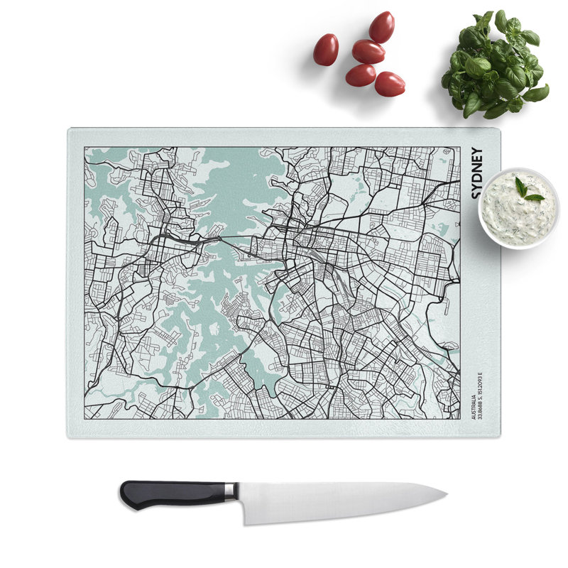 Map Sydney Australia Chopping Board, 28.5cm W x 39cm L