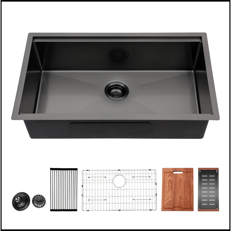 Évier de cuisine - Évier de cuisine à cuve simple encastrable 23 po x 18 po x 10 po en acier inoxydable de calibre 16